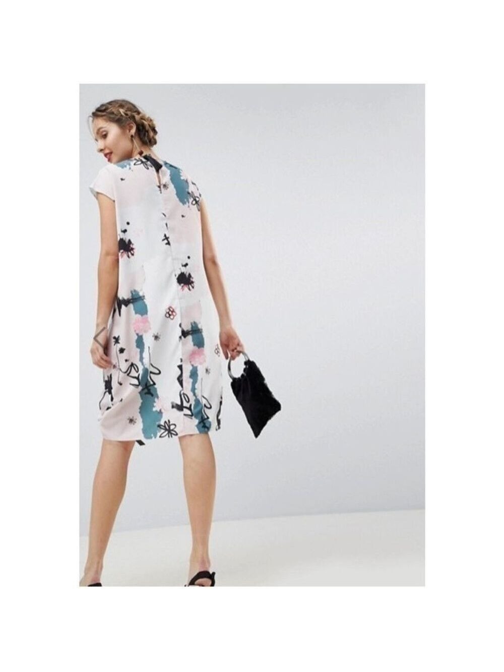 ASOS Abstract Side Ruched Ribbon Tie Dress - Picture 16 of 16